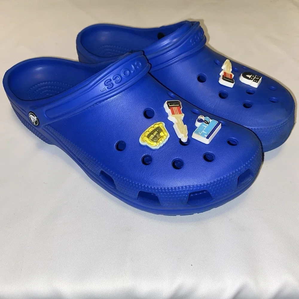 Crocs Royal Blue Men's Size 12‎ Jibbitz The Office Funny Humor